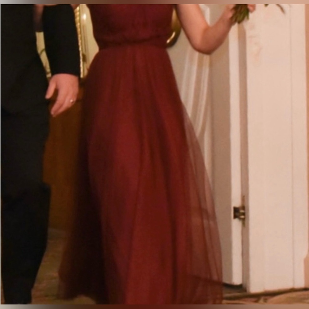 Elegant Jenny Yoo Burgundy Evening Gown